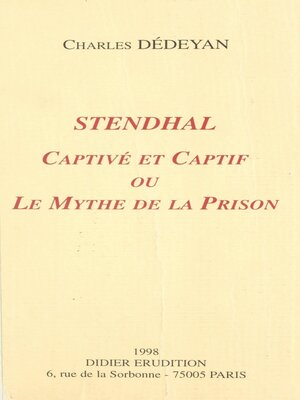 cover image of Stendhal, captivé et captif